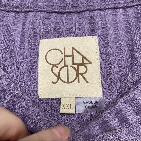 Chaser Waffle Knit Long Sleeve Thermal Top Shirt Lavender Purple Sz XXL NWT - Picture 9 of 14